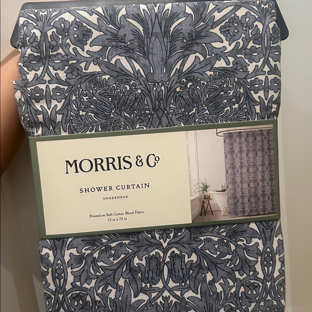 William Morris & Co Blue Floral Shower Curtain 72in x 72in NWT Snakehead